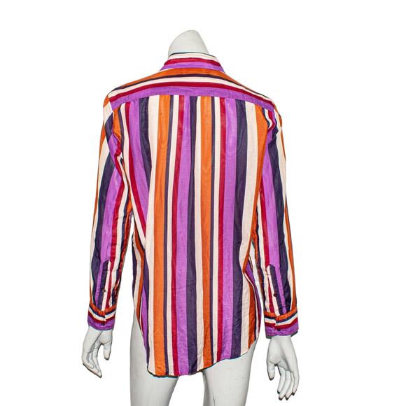 XIRENA Women's XS Beau Shirt Button front Striped Mult color Cotton Silk - Picture 5 of 9